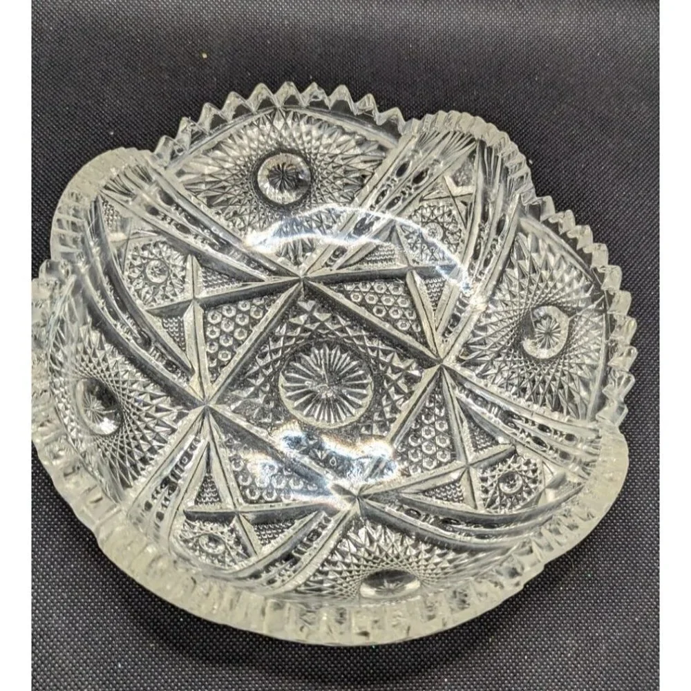 Imperial Cut Glass Candy Dish Bowl Nucut‎ Line Sawtooth Edge 7.5